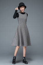 Load image into Gallery viewer, Sleeveless fit and flare winter wool dress C1191
