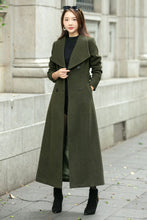 Load image into Gallery viewer, Military green a line wool coat C4504
