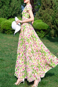 Chiffon floral women dress C3990