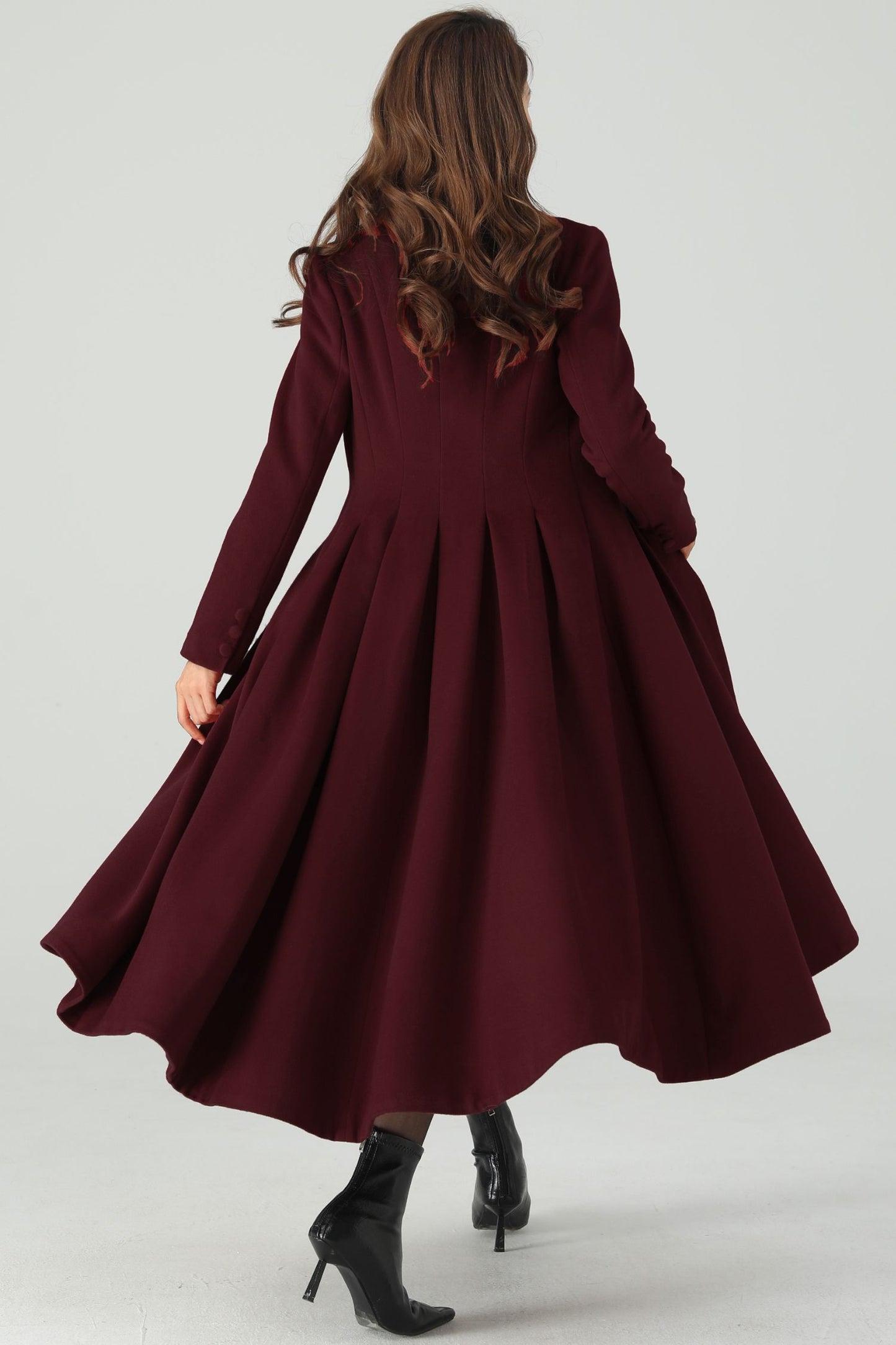 Womens Princess Burgundy Wool Coat C4521