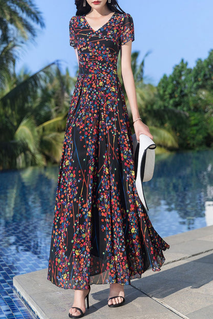 Chiffon flowy long dress C4048