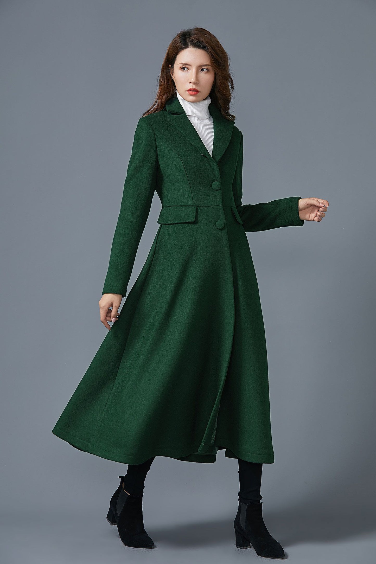 Handmade winter wool maxi coat C4414