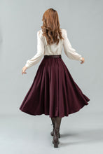 Load image into Gallery viewer, Womens burgundy winter wool skirt C4448
