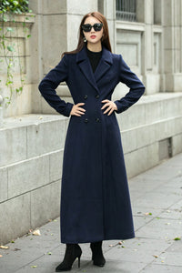 Double breasted long trench wool coat C4499