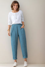 Load image into Gallery viewer, Casual Elastic Waist Cropped linen Pants C4305
