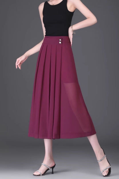 Summer irregular wide leg midi pants women C5020