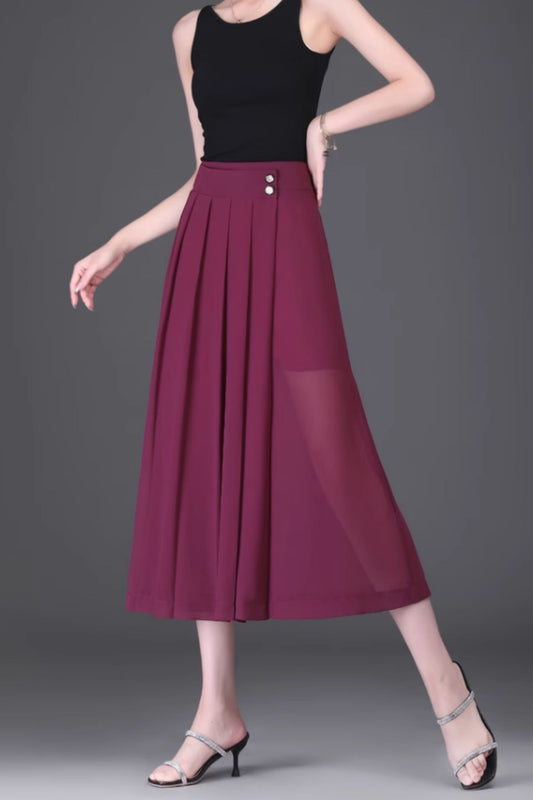 Summer irregular wide leg midi pants women C5020