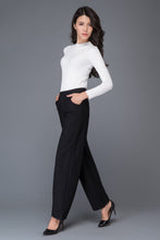 Load image into Gallery viewer, Black loose winter long wool trousers C1016
