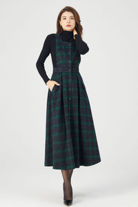 Womens Plaid Wool Dress C3683