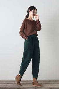 Baggy wide leg corduroy pants women C4342