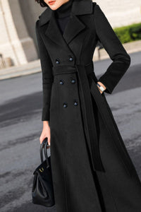 winter double-breasted long wool coat C4147