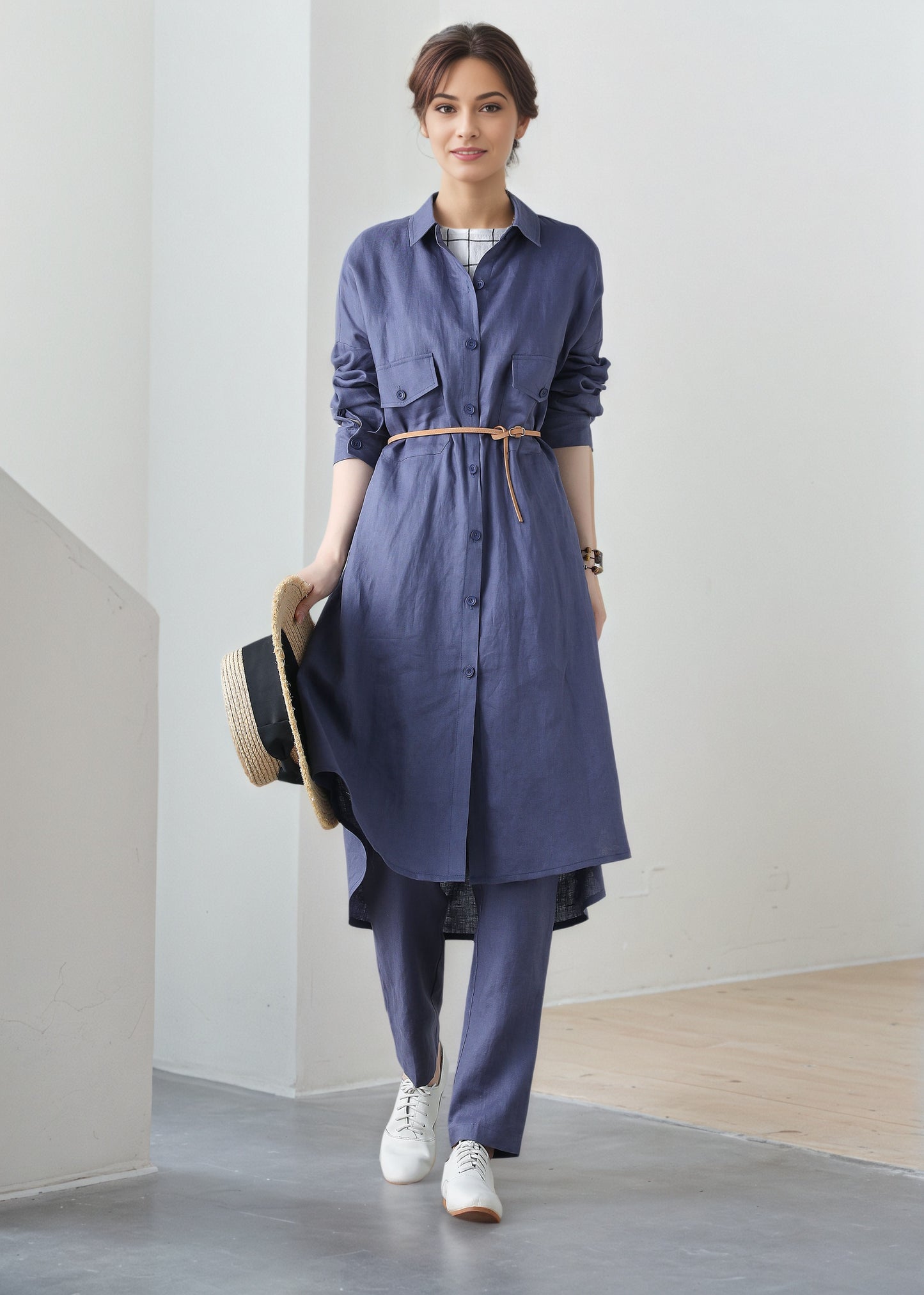 Long sleeves shirt dress C5327