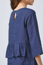 Load image into Gallery viewer, Navy Blue Simple Linen dress C1673
