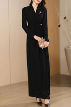 Load image into Gallery viewer, Black women&#39;s spring and autumn v neck long dress C4191
