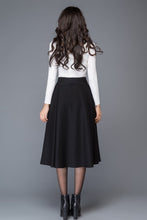 Load image into Gallery viewer, A line black winter womens wool skirt C1008
