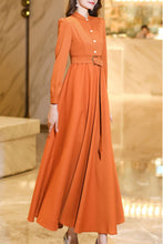 Load image into Gallery viewer, Orange spring and autumn waisted long dress C4176
