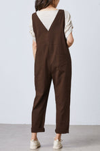 Load image into Gallery viewer, loose overalls, wide leg overalls, brown overalls C1696
