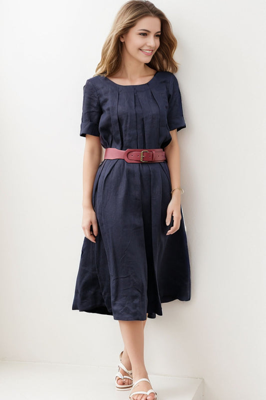 Loose fit summer linen dress C270