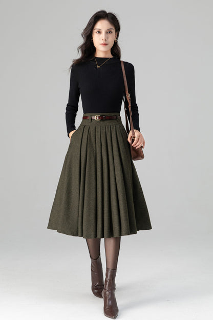 Vintage Inspired Circle Skater Wool Skirt C5199