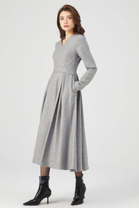 Winter Grey Wool Dress C3679