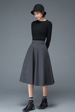 Load image into Gallery viewer, 50S A line midi wool skirt for women C1193
