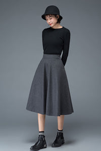 50S A line midi wool skirt for women C1193