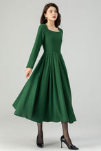 Load image into Gallery viewer, Green Wool  Womens Dresses C3615
