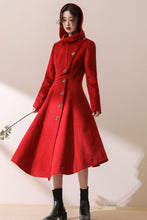 Load image into Gallery viewer, Asymmetric Hooded wool jacket coat C1781
