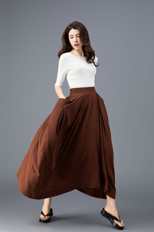 Women's Asymmetrical Casual Linen Skirt C3918