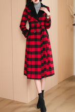 Load image into Gallery viewer, Women&#39;s Autumn and winter red plaid wool coat C4210
