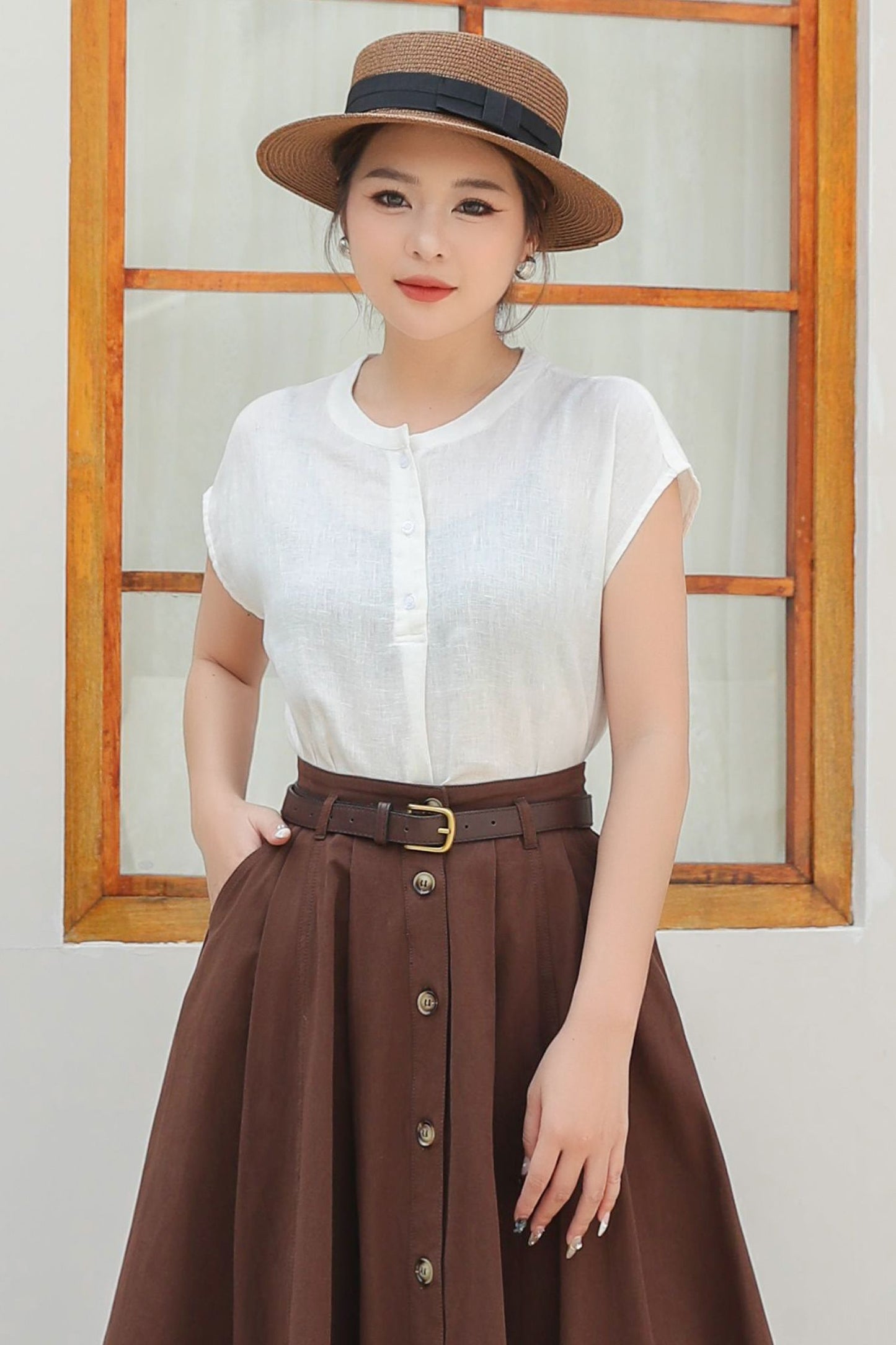 Summer Womens Casual linen Blouse C4843