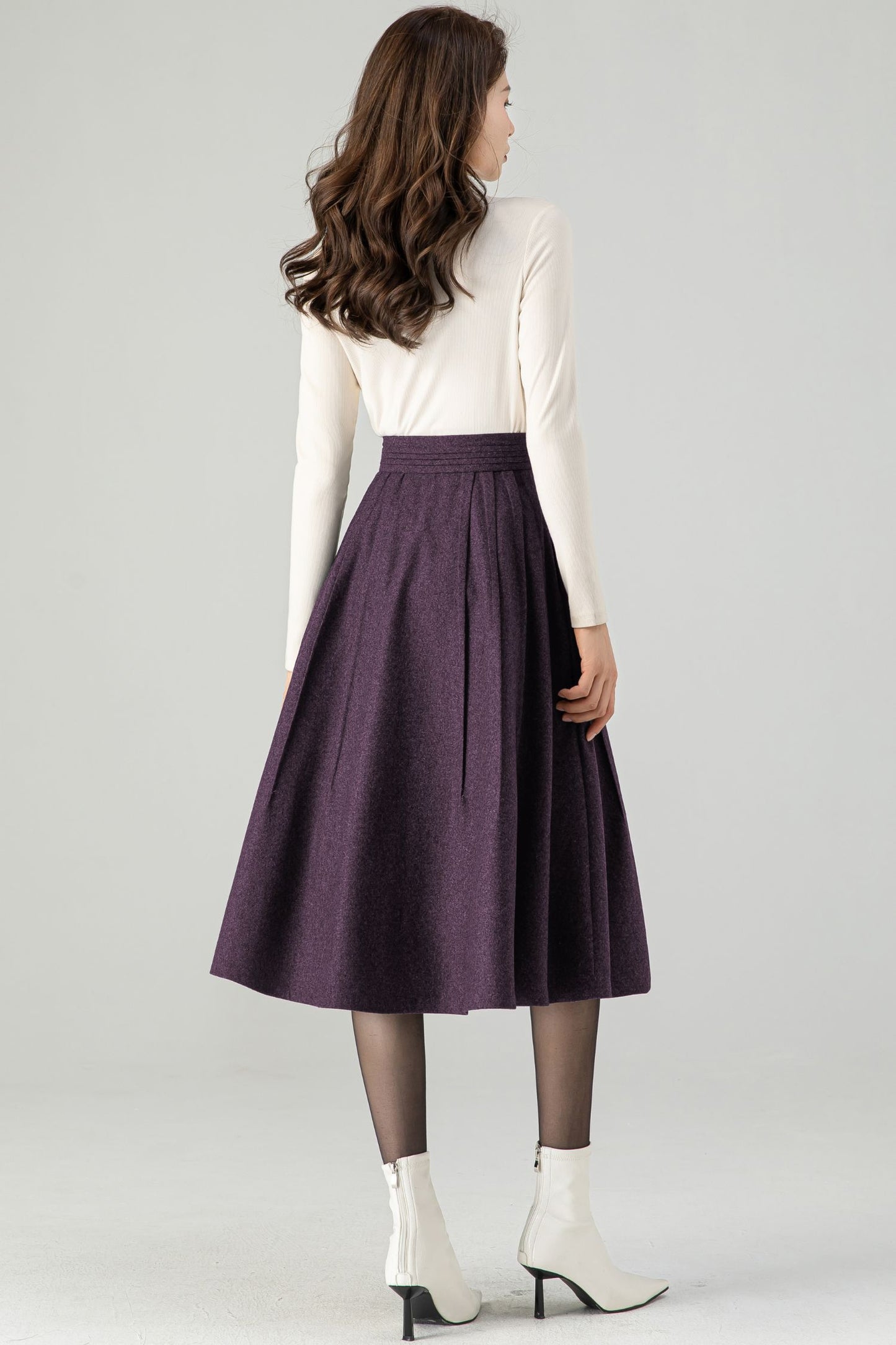 Midi Purple Wool Skirt C4520