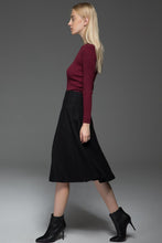 Load image into Gallery viewer, Black Skater womens winter wool skirt C768
