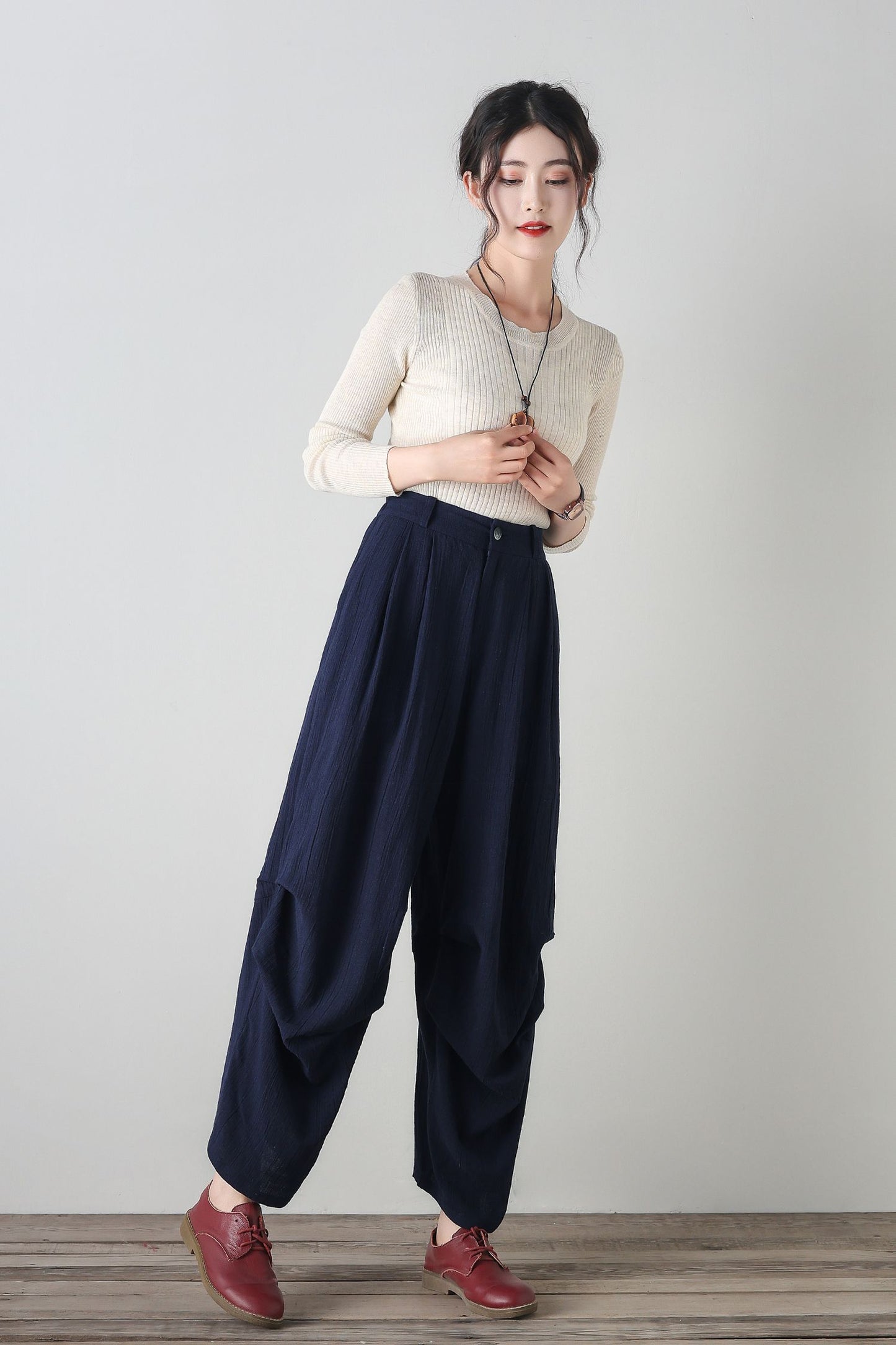 Womens wide leg Linen pants c4348