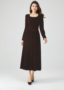 Long Velvet Autumn Dress Women C4531