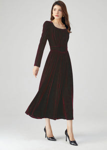 Long Velvet Autumn Dress Women C4531