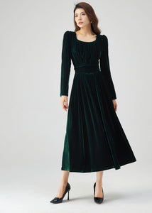 Long Velvet Autumn Dress Women C4531