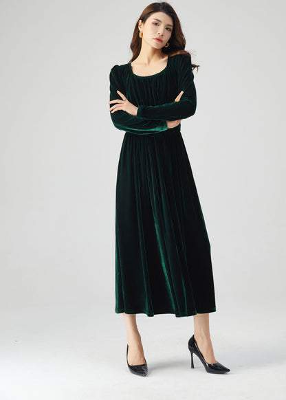 Long Velvet Autumn Dress Women C4717