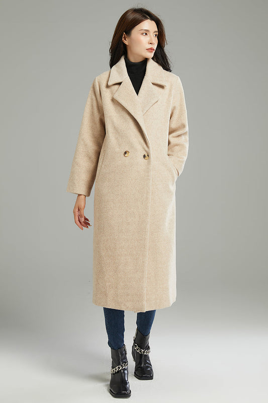 Women Loose Casual Wool Coat C3000, Size S #CK2202230