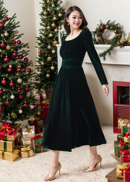 Long Velvet Autumn Dress Women C4717