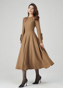 Wool Dress, Winter Dress Women, Fit and Flare Dress C3540