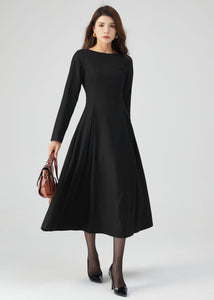 Womens winter wool midi Dress C4718