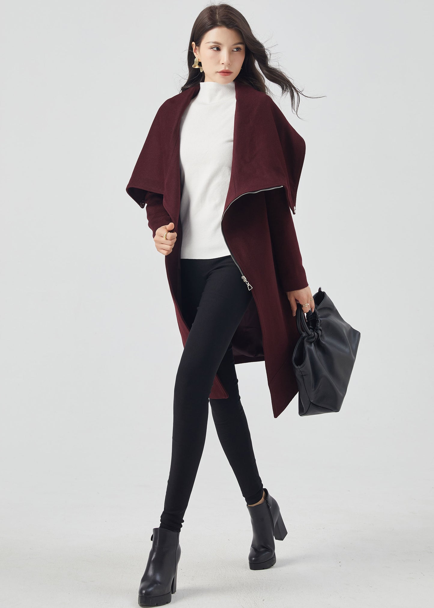 Wool Coat Women, Winter Wool Coat, Asymmetrical Coat C3559