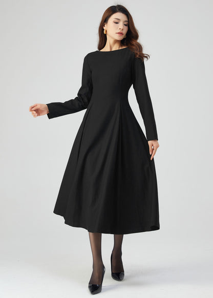 Womens winter wool midi Dress C4718