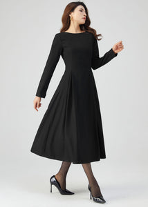 Womens winter wool midi Dress C4718