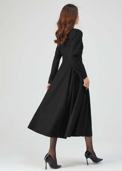 Womens winter wool midi Dress C4718