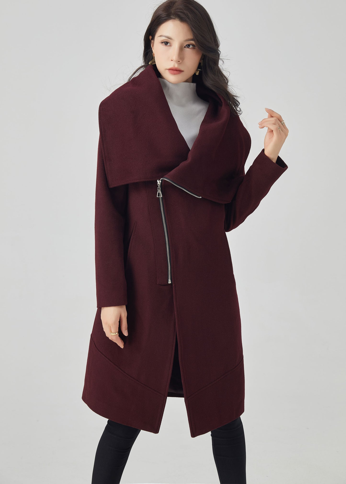 Wool Coat Women, Winter Wool Coat, Asymmetrical Coat C3559