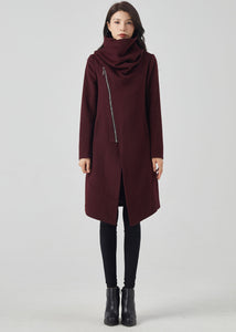 Wool Coat Women, Winter Wool Coat, Asymmetrical Coat C3559