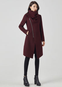 Wool Coat Women, Winter Wool Coat, Asymmetrical Coat C3559