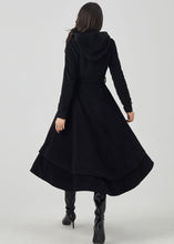 Load image into Gallery viewer, Hooded Wool Coat Women, Black Wool Coat C3560
